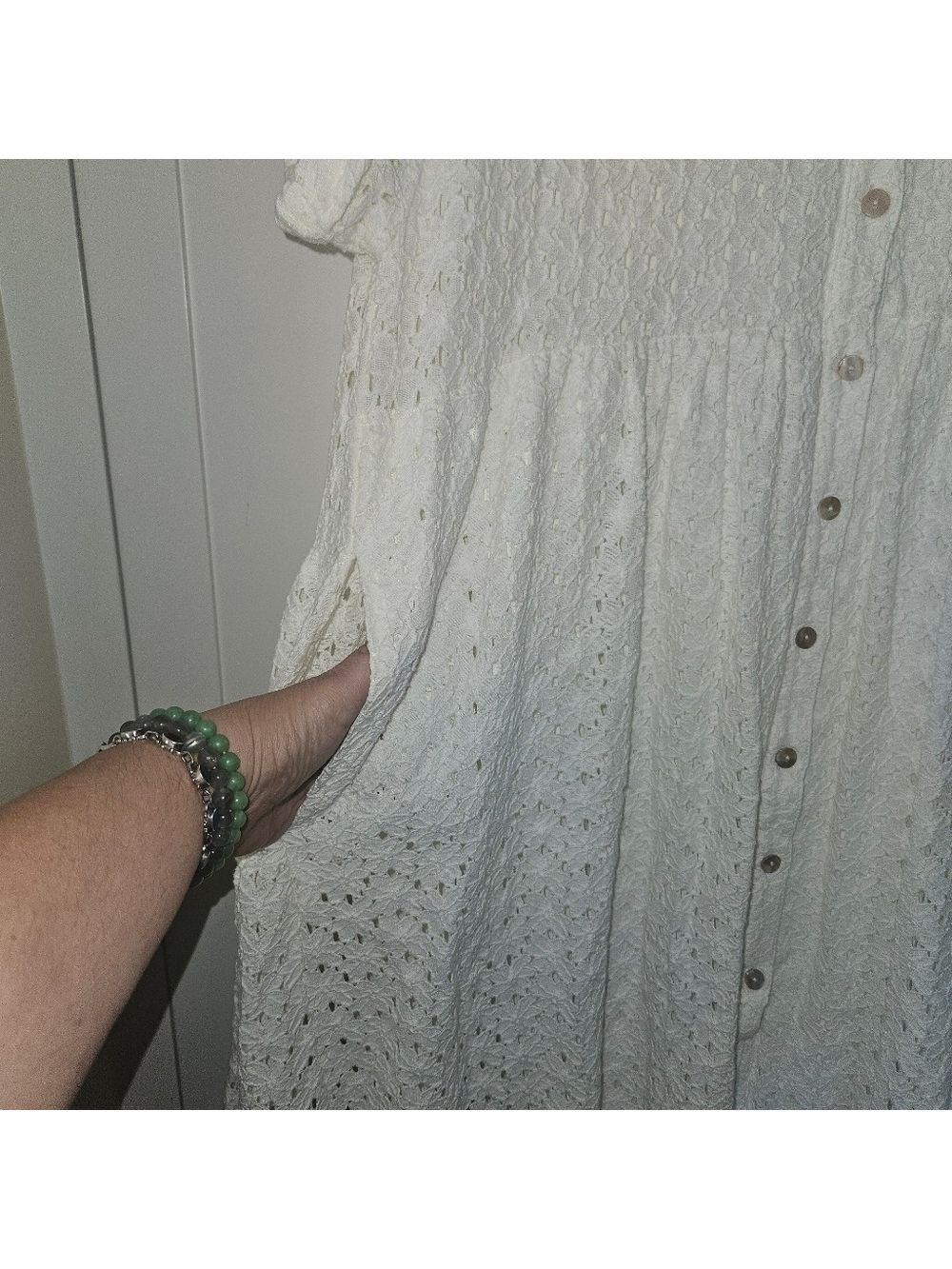 OLI + HALI Camilla Midi Dress White Eyelet Cotton Tiered Oversized Sz S - Picture 5 of 8